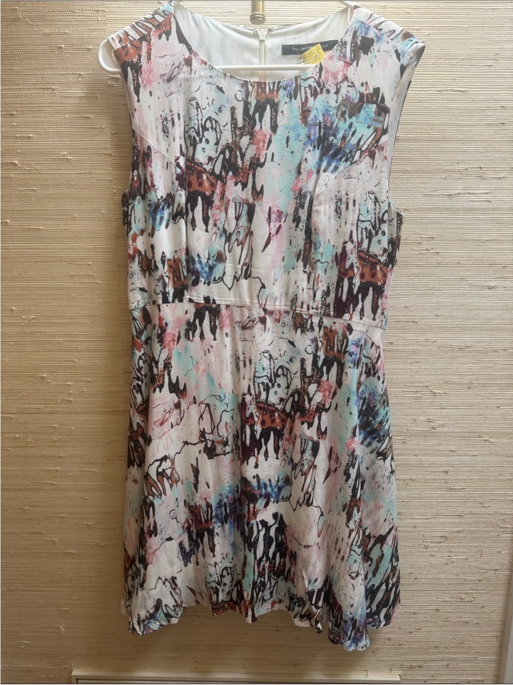 French Connection Abstract Watercolor Shift Dress Size 8 Cocktail Wedding Guest